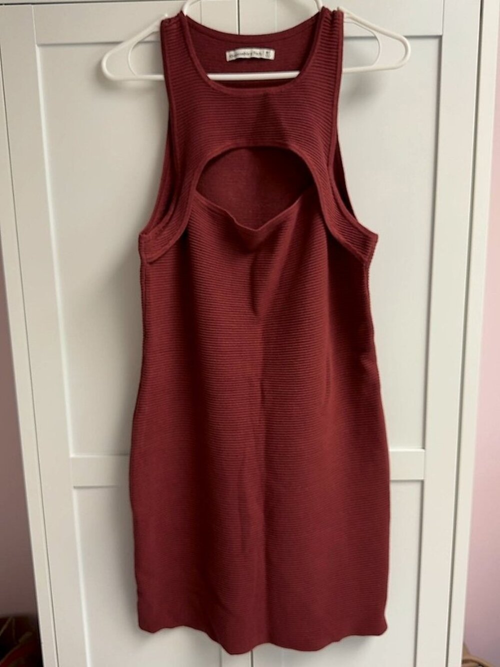 Abercrombie & Fitch Ribbed Cutout Bodycon Mini Dress Size M Tall Very Good